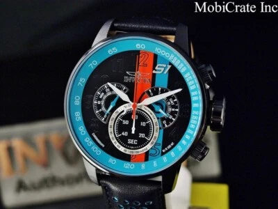 New Invicta Men's S1 Rally 48mm GMT Quartz Chronograph Black Blue Dial SS Watch - Image 1 of 4