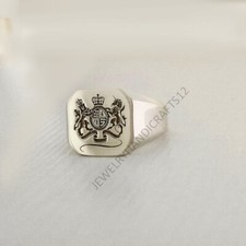 Coat of Arms Ring 925 Sterling Silver Men's Signet Ring Family Crest Unique Ring