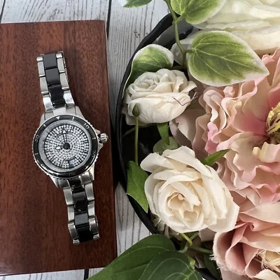 Relógio STUHRLING Original CERAMIKA Preto Prata Marina 250 29 mm Mergulhador Suíço - Imagem 1 de 4