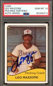 Leo Mazzone BRAVES Signed Autograph 1979 TCMA Minor Rookie Card 17 PSA 10 AUTO - Picture 1 of 2