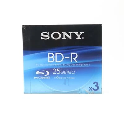 Sony Blu-ray Disc BD-R (6x) 25GB - 3 Pack Jewel Case - 3BNR25BS6 - Image 1 of 4