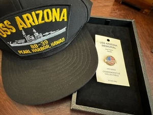 Vintage USS ARIZONA PEARL HARBOR BB-39 SNAPBACK Hat with 1995 AZ Memorial Pin - Picture 1 of 8