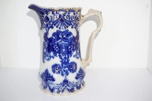 Antica brocca/cisterna floreale blu e oro modello ALMA - Foto 1 di 12