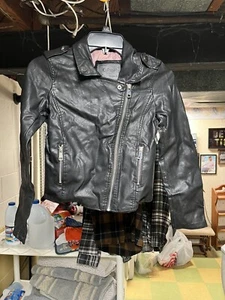 Girls Ci Sono Kids By Cavalini Faux Leather Jacket Black Size Large  - Picture 1 of 7