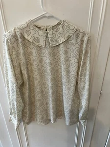 Jaeger 80er Jahre Vintage Bluse S Peter Pan Kragen beige - Bild 1 von 5