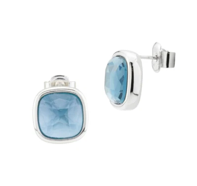 Orecchini Boccadamo Donna Bronzo Placcato Argento con cristallo blu _XOR721B - Immagine 1 di 2