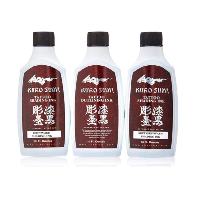 Kuro Sumi Grey Wash Tattoo Ink Set 12oz - Greywash Shading + Lining Inks (x3)