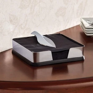 Kamenstein Horizontal Stainless Steel Napkin Holder with Leaf Arm, 7" - Silver - Picture 1 of 3