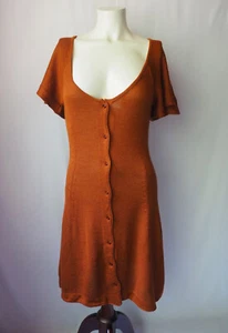 Kordal Made In Peru Rosa Dress Royal Alpaca Silk Knit Sweater Dress Copper XS - Picture 1 of 6
