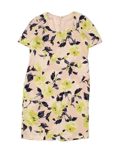 JACQUES VERT Womens Sheath Dress UK 16 Large Beige Floral Polyester CJ36 - Picture 1 of 3