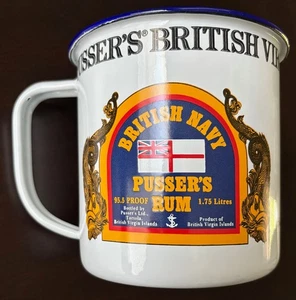 British Navy Pusser’s Rum Metal Tin Cup British Virgin Islands Drinking Boat - Picture 1 of 5