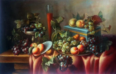 Classical Still Life Fruit Grape Oil painting Home Decor Wall Art Prints Canvas - Image 1 of 4
