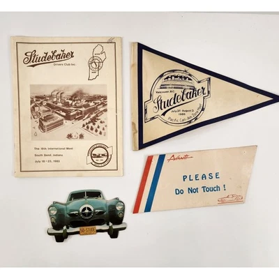 Studebaker Ephemera Lot Avanti Car Club Meet Flag Program Card 1960s 1980s - Image 1 of 4