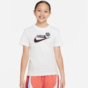 Girls Nike medium white logo tshirt Hilo craft gym workout - Picture 1 of 8