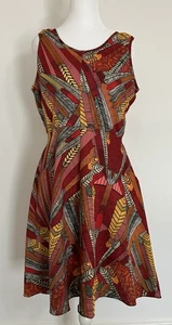 Vintage Artsy Art Hoe Trippy Pucci-Like Graphic Print Dress Fit & Flare Large - Picture 1 of 6