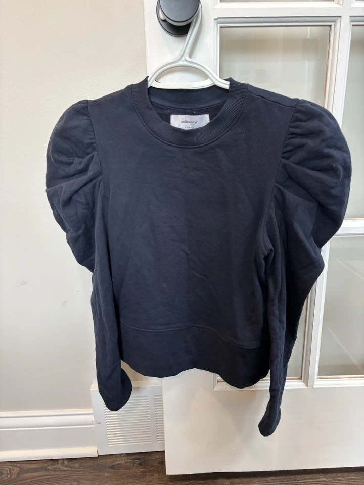 Agotado NYC Just Enough Puff Sudadera Manga Larga Negro Algodón Org Xs Foto 1 de 3