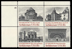 US Scott # 1931a, American Architecture, Plate Block of (4) 1981 18¢ Stamps, MNH - Picture 1 of 1