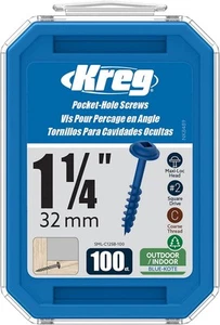 Kreg SML-C125B-100 Blue-Kote Weather Resistant Pocket Screws, 1 1-1/4", Blue - Picture 1 of 7