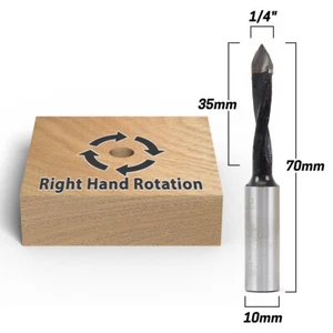 Broca perforadora de orificio a través de 1/4" - mano derecha - vástago de 10 mm - Yonico 44214R - Imagen 1 de 1