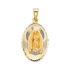 14K Tri Color Gold diamond cut Guadlupe Stamp Religious Pendant For Necklace