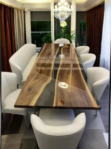 Black Epoxy Resin Dining Table Top Modern Home Furniture Epoxy Console Desk Deco - Picture 1 of 10