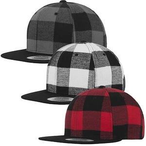 FLEXFIT ® CHECKED FLANELL SNAPBACK CAP Urban Classics Hat Karo Mütze Plaid Kappe - Bild 1 von 4