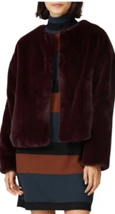 Anthropologie Sanctuary Starry Night Faux Fur Jacket Dark Purple Sz Small Luxury - Picture 1 of 17