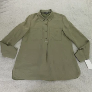 Blusa Prianka Lafayette 148 Top Mujer Pequeña Verde Doble Seda Georgette - Imagen 1 de 14