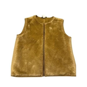 Banana Republic Fleece Vest Sleeveless Full Zip Soft Warm Tan Brown S - Picture 1 of 3