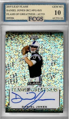 2019 Leaf Flash Daniel Jones RC Auto Graded FCGS 10 GEM MINT (Auto 10) - Image 1 of 2