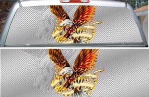 Flaming eagle firefighter rear window view thru graphic decal wrap - Picture 1 of 2