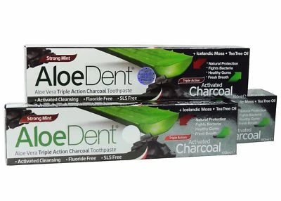 ALOE DENT ALOEDENT TRIPLE ACTION ACTIVATED CHARCOAL TOOTHPASTE (3x100ml) - FLUORIDE FREE
