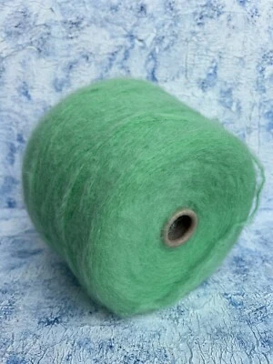 Light green 87/11/2% Baby Alpaca/Polyamide/Elastan yarn on cone, per 100g/3.52oz - Image 1 of 4