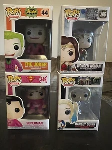 lot of 4 DC funko pops The Joker, Wonder Woman, Superman, Harley Quinn - Picture 1 of 9