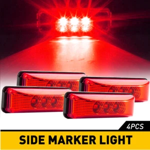 4x 4" LED Clearance Side Marker Light Indicator Lamp Truck Trailer Lorry Red Kit - Picture 1 of 12