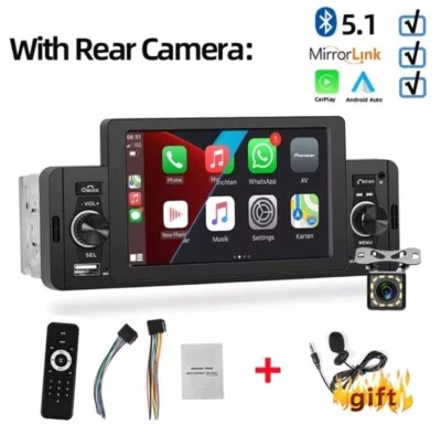 RADIO 1 DIN 5" UNIVERSALE BLUETOOTH USB MP5 CARPLAY GPS WI-FI ANDROID  - Immagine 1 di 4