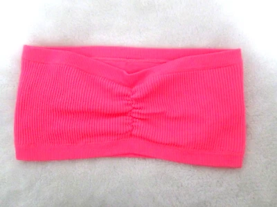 Sujetador bandeau forrado punto acanalado sin costuras talla S AERIE para mujer -- rosa intenso Foto 1 de 4