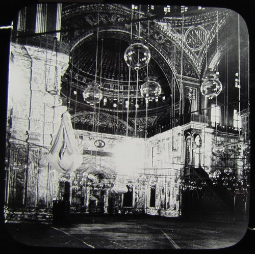Glass Magic Lantern Slide SANCTUARY MOHAMET ALI MOSQUE C1900 EGYPT EGYPTIANS