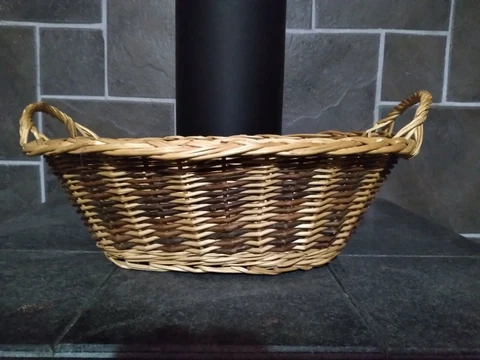 2 Handle Twig And Reed Small Laundry or Sock Basket farmhouse 15" Cover