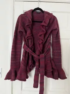Super Cute XOXO frilled ruffled hem wrapped sweater cardigan red sz M Boho - Picture 1 of 6