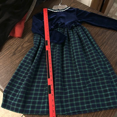 Vestido Youngland Verde a Cuadros + Terciopelo Azul Talla 6 Foto 1 de 4