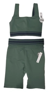 Victoria Secret PINK Bike Shorts and Sports Bra Matching Set Green Womens XS - Picture 1 of 6