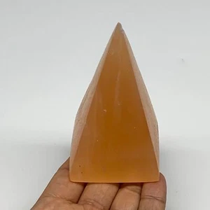 236g, 3.6"x2.2" Orange Selenite/Satin Spar Pyramid Crystal @Morocco, B24229 - Picture 1 of 12
