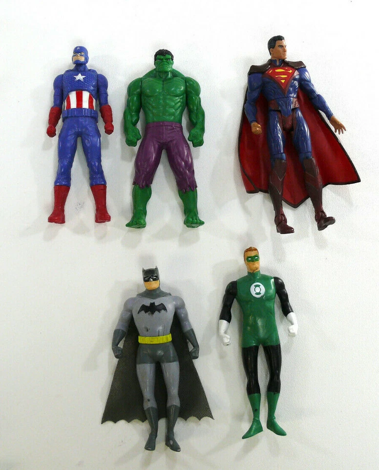 5 figuras TM y DC Comics Superman Batman Linterna Verde The Hulk Cpt America S13  Foto 1 de 4
