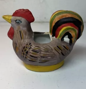 Vintage Farmhouse Ceramic Rooster Planter  Gray Rainbow - Picture 1 of 7