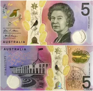 2016 Australia 5 Dollars P 62 Polymer UNC NEW Banknote - Picture 1 of 2