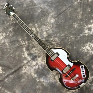 Violin Hollow Body BBT Transparent Red Electric Bass Guitar  - Picture 1 of 10