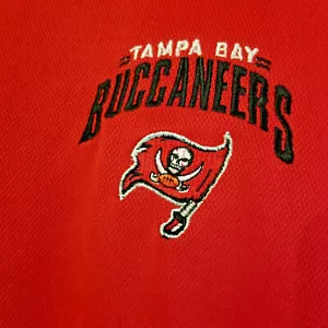 NFL Tampa Bay Buccaneers Shirt Vest Sleeveless Red With Black And White Stripe - Picture 1 of 7