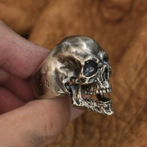 Cupronickel Sharp Teeth Skull Ring Biker Punk Jewelry CP209D US Size 7-15 - Picture 1 of 29