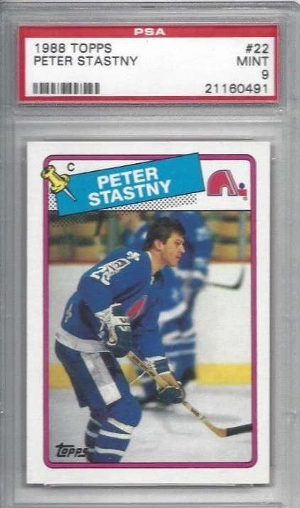 1988 Topps hockey card #22 Peter Stasny, Quebec Nordiques graded PSA 9 - Image 1 of 1